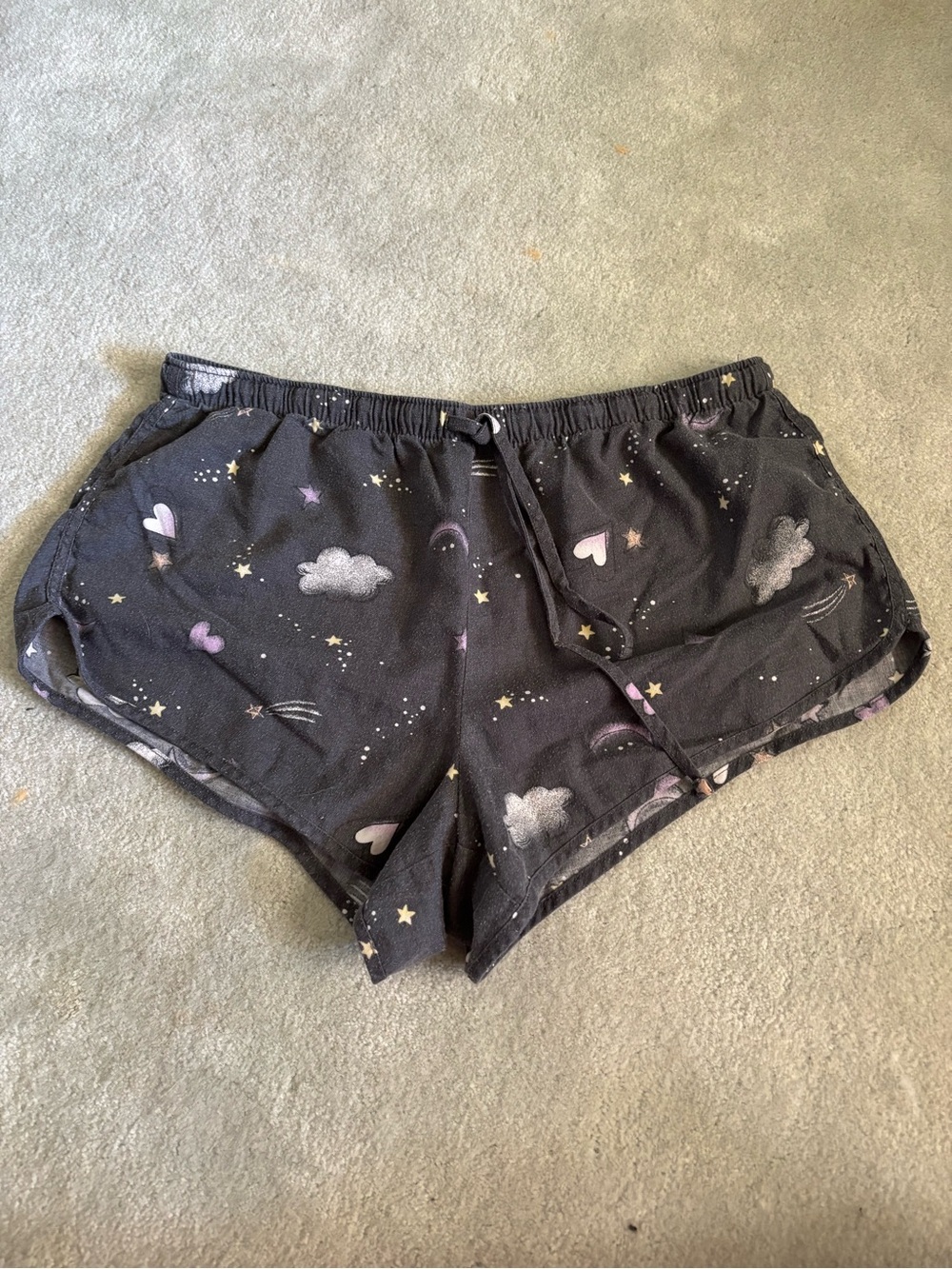 Secret Treasures Black Cloud & Star Print Sleep Shorts